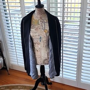 Tahari Full Zip Black Cape Capelet Poncho - Size 2X